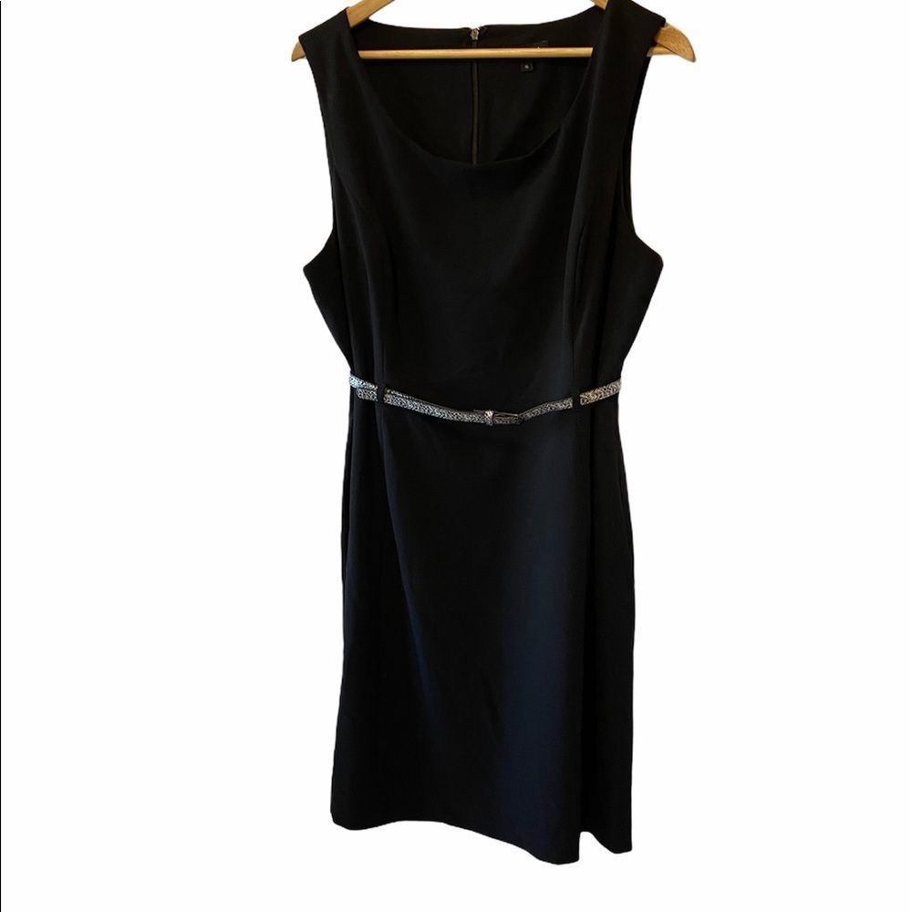 JESSICA Black Snakeskin Belted Sleeveless Dress 18